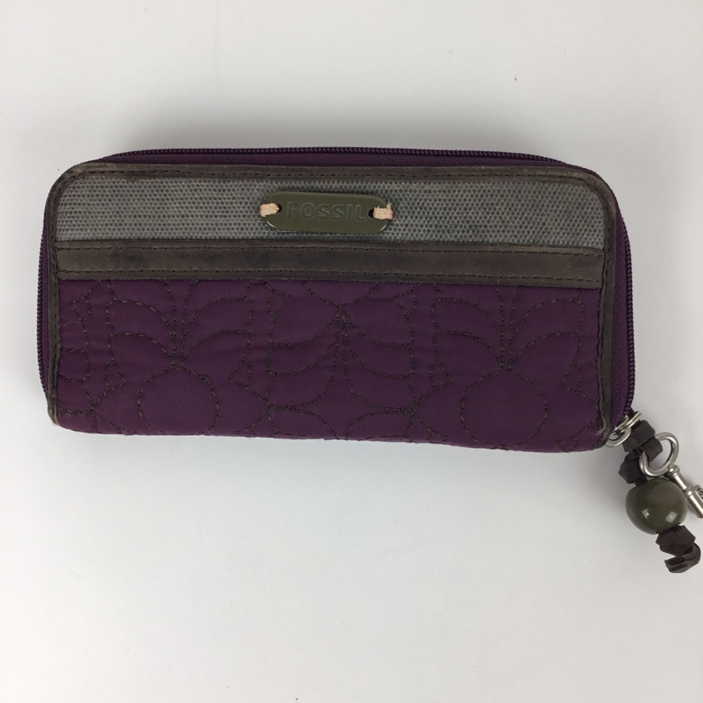 Fossil key per purple quilted wallet